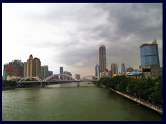 View of central Guangzhou from a bridge above Pearl River.